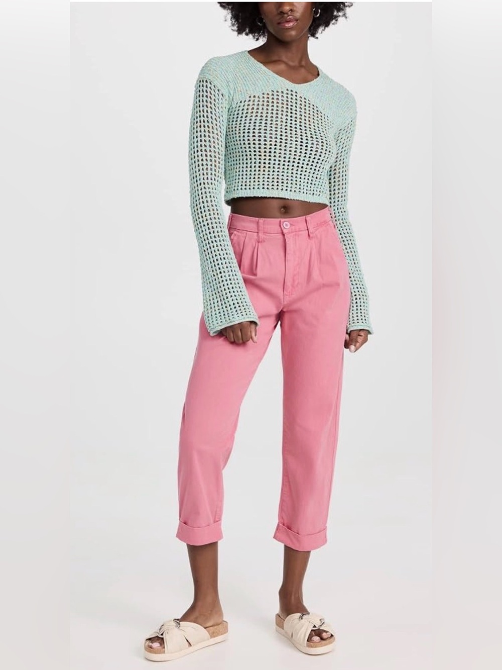 NWT PISTOLA Women's Cropped Kellin Trousers in Flamingo Pink Barbiecore